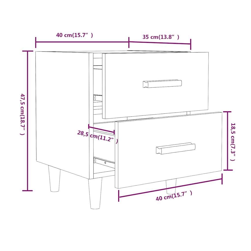 Bed Cabinets 2 pcs Grey Sonoma 40x35x47,5 cm