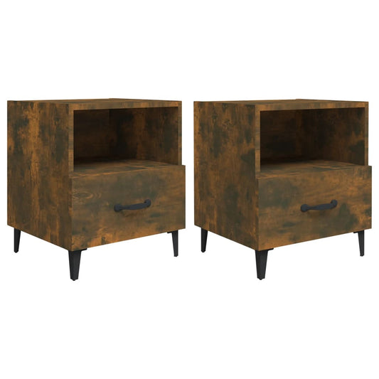 Bedside Cabinets 2 pcs Smoked Oak Engineered Wood Bedside Cabinets 2 pcs Smoked Oak Engineered Wood