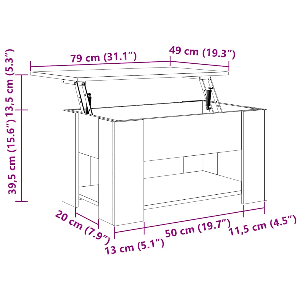 Coffee Table Grey Sonoma 79x49x41 cm Engineered Wood