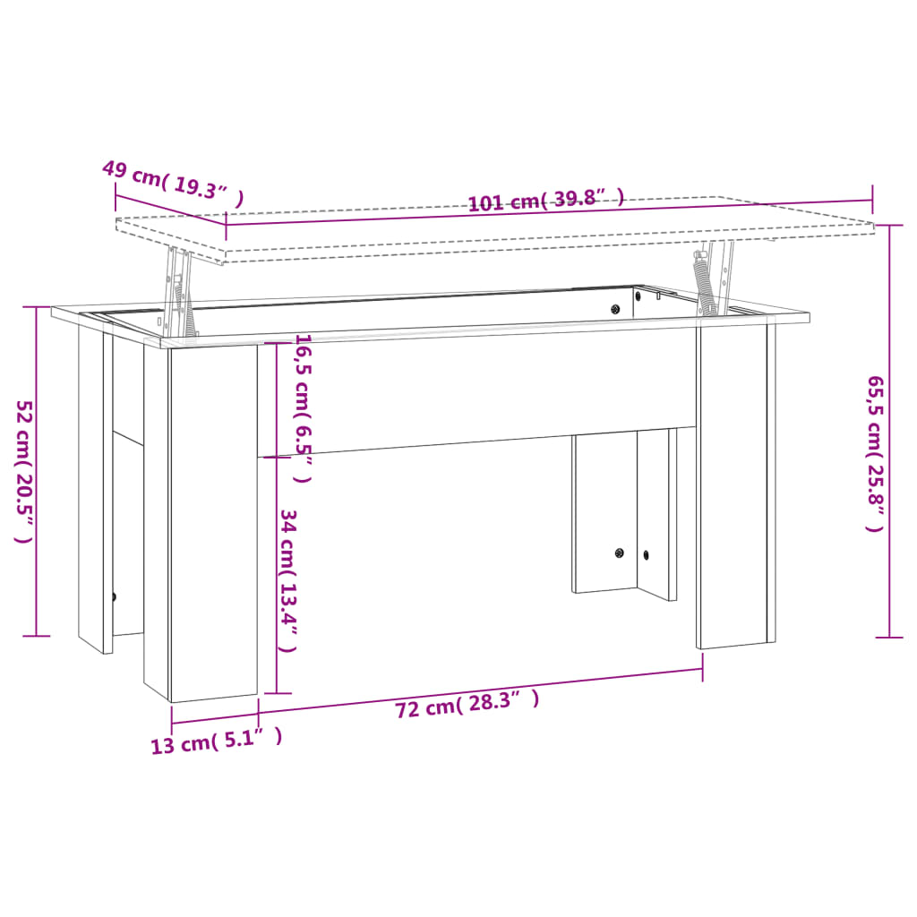 Coffee Table Brown Oak 101x49x52 cm Engineered Wood