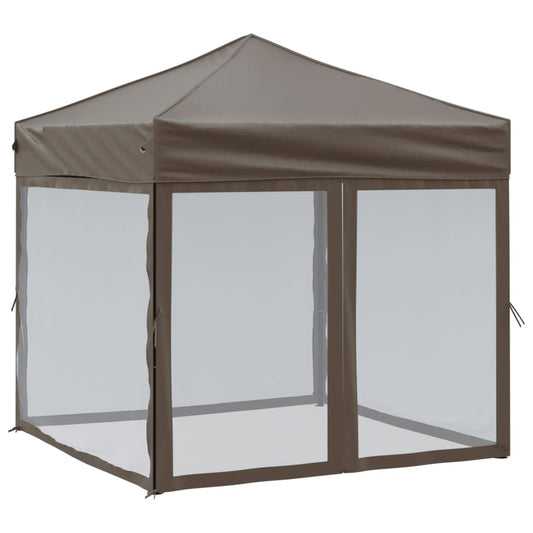 Folding Party Tent with Sidewalls Taupe 2x2 m Folding Party Tent with Sidewalls Taupe 2x2 m
