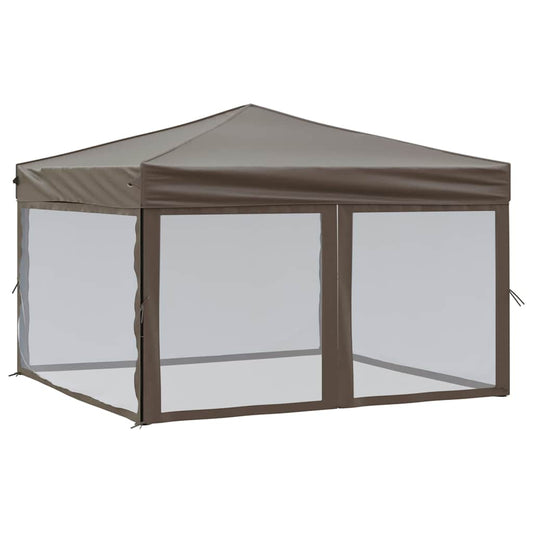Folding Party Tent with Sidewalls Taupe 3x3 m Folding Party Tent with Sidewalls Taupe 3x3 m