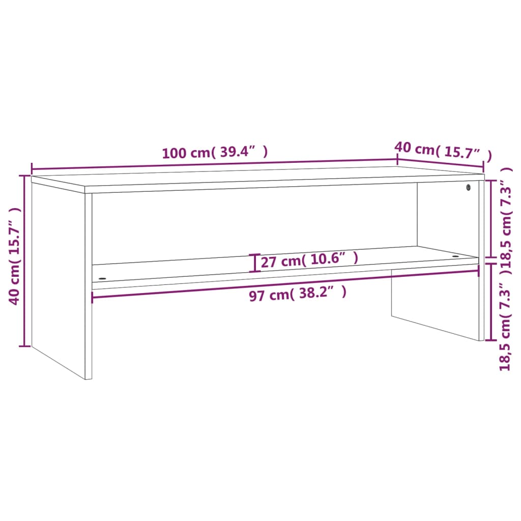TV Cabinet Smoked Oak 100x40x40 cm Engineered Wood