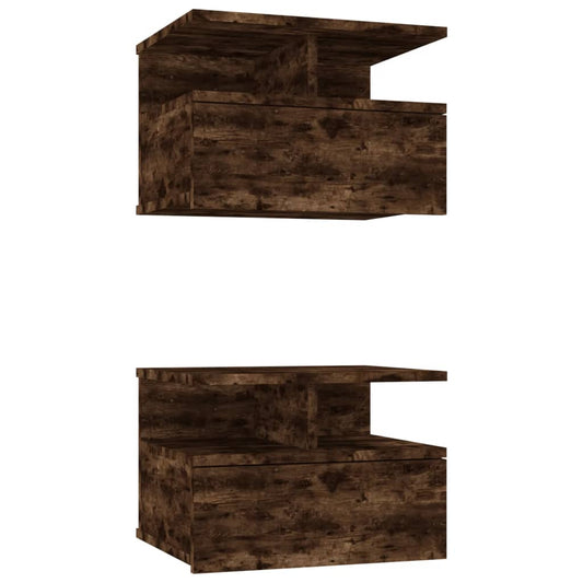 Floating Nightstand 2 pcs Smoked Oak 40x31x27 cm Engineered Wood Floating Nightstand 2 pcs Smoked Oak 40x31x27 cm Engineered Wood