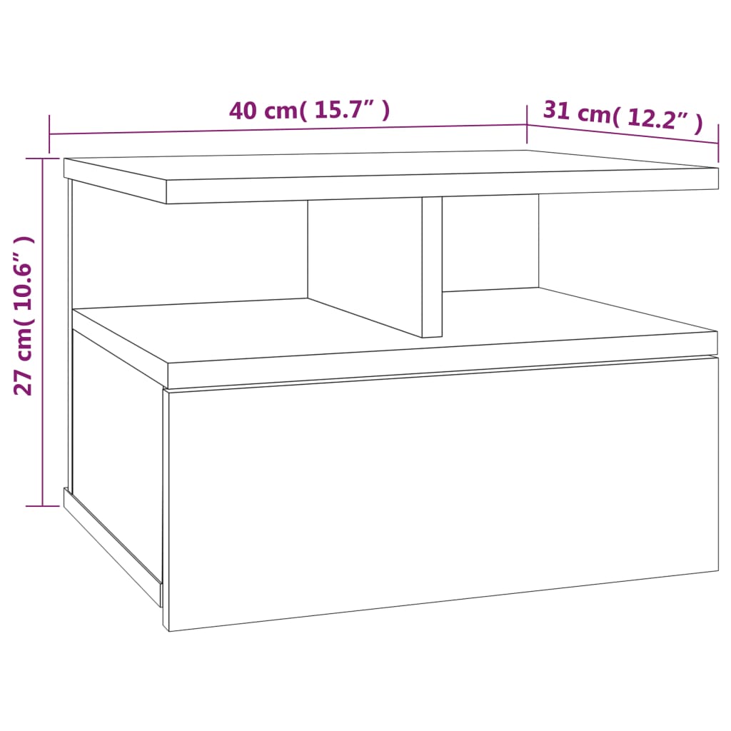 815315 vidaXL Floating Nightstand 2 pcs Grey Sonoma 40x31x27 cm Engineered Wood