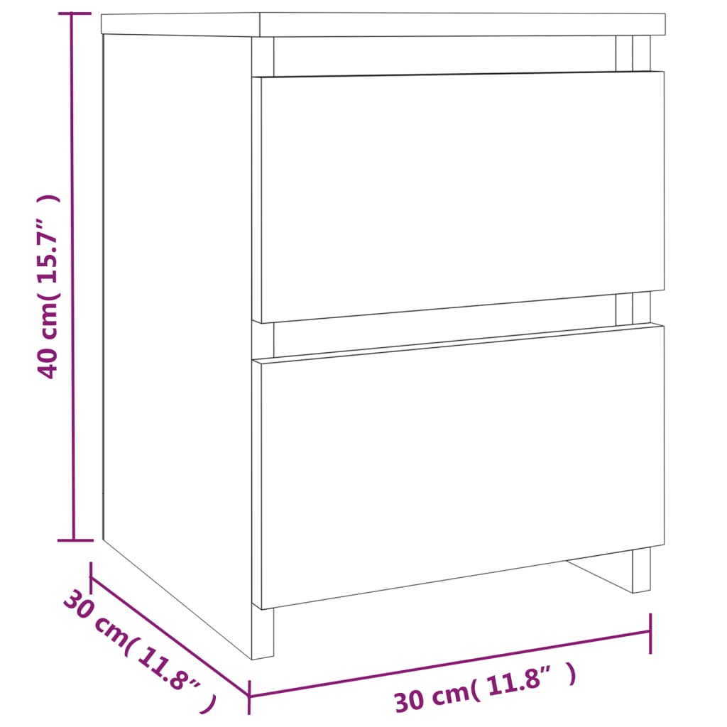 Bedside Cabinet Grey Sonoma 30x30x40 cm Engineered Wood
