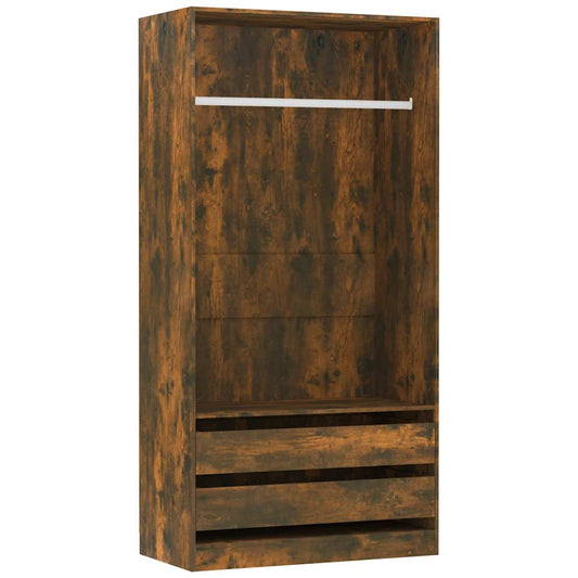 Wardrobe Smoked Oak 100x50x200 cm Engineered Wood Wardrobe Smoked Oak 100x50x200 cm Engineered Wood