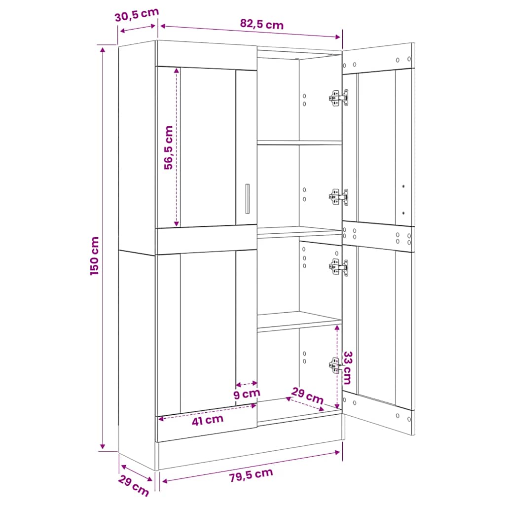 Book Cabinet Smoked Oak 82.5x30.5x150 cm Engineered Wood