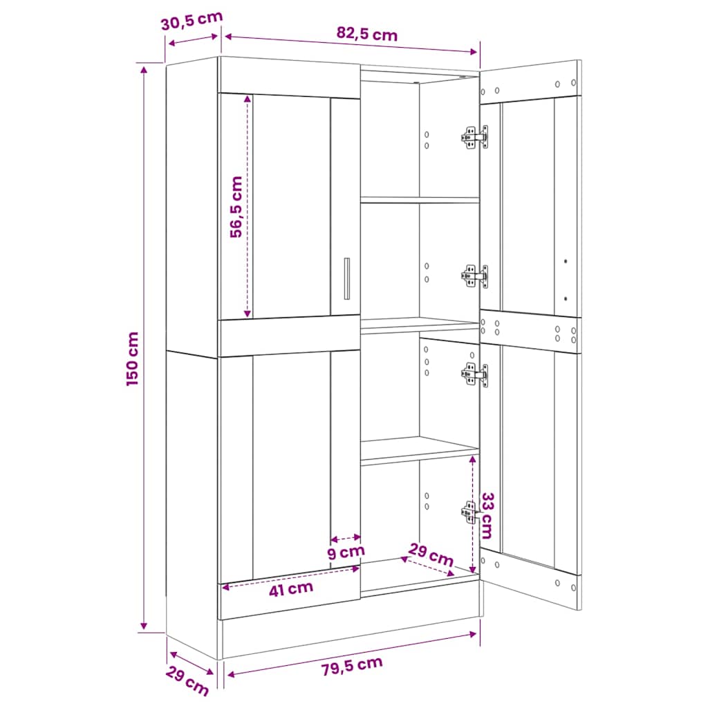 Book Cabinet Smoked Oak 82,5x30,5x150 cm Engineered Wood
