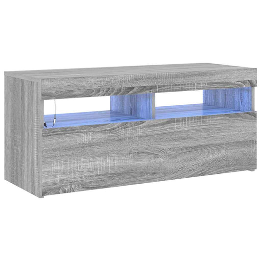 TV Cabinet with LED Lights Grey Sonoma 90x35x40 cm TV Cabinet with LED Lights Grey Sonoma 90x35x40 cm