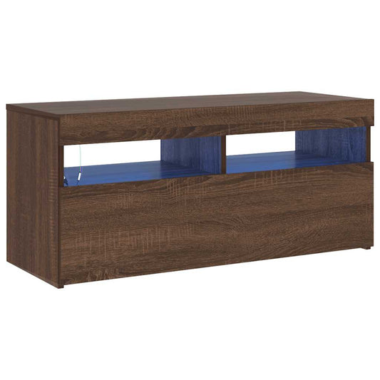 TV Cabinet with LED Lights Brown Oak 90x35x40 cm TV Cabinet with LED Lights Brown Oak 90x35x40 cm