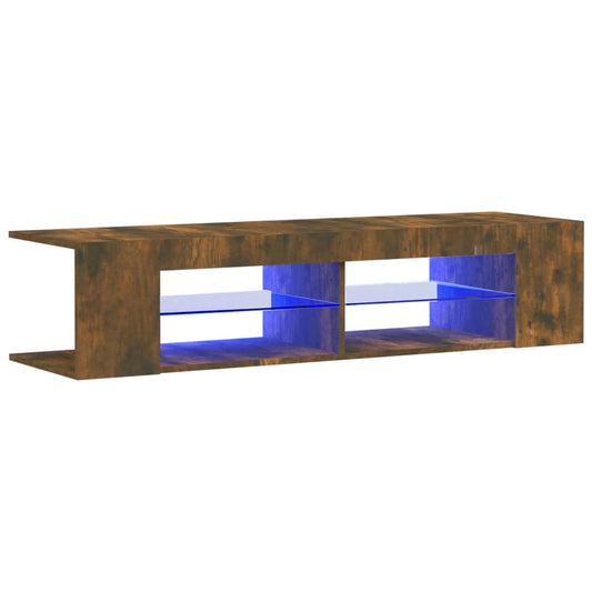 TV Cabinet with LED Lights Smoked Oak 135x39x30 cm TV Cabinet with LED Lights Smoked Oak 135x39x30 cm