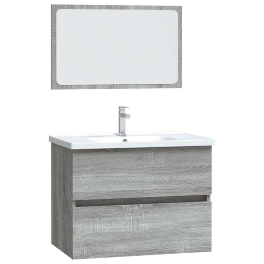 2 Piece Bathroom Furniture Set Grey Sonoma Engineered Wood 2 Piece Bathroom Furniture Set Grey Sonoma Engineered Wood