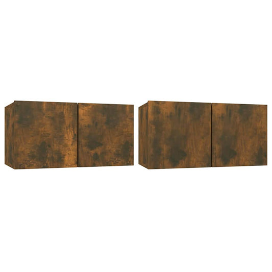 TV Cabinet Set 2 pcs Brown 60 x 30 x 30 cm Engineered Wood TV Cabinet Set 2 pcs Brown 60 x 30 x 30 cm Engineered Wood