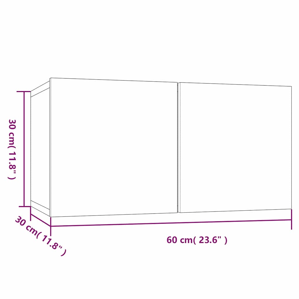 TV Cabinet Set 2 pcs Brown 60 x 30 x 30 cm Engineered Wood