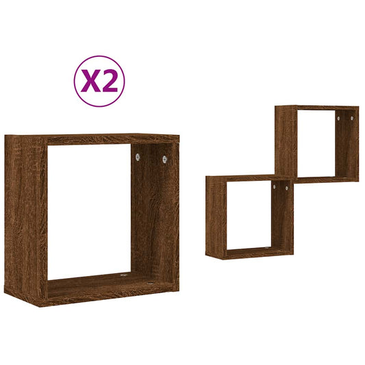 Wall Cube Shelves 2 pcs Brown Oak 30x15x30 cm Wall Cube Shelves 2 pcs Brown Oak 30x15x30 cm
