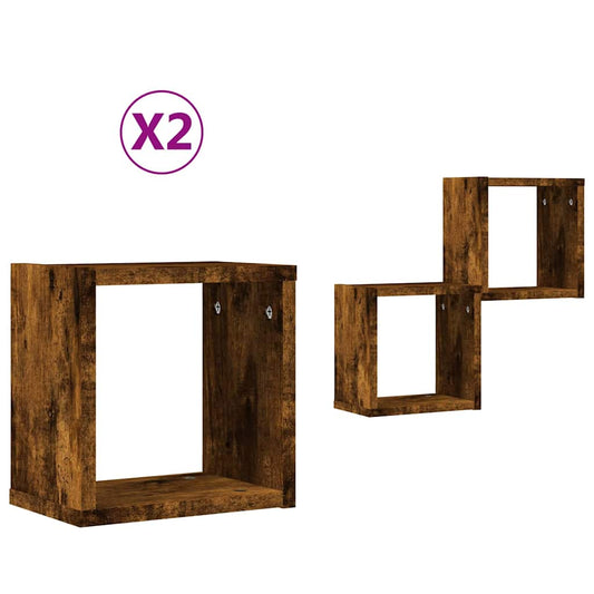 Wall Shelves 2 pcs Smoked Oak 26 x 15 x 26 cm Engineered Wood Wall Shelves 2 pcs Smoked Oak 26 x 15 x 26 cm Engineered Wood