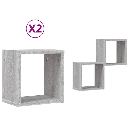 Wall Shelves 2 pcs Grey Sonoma 26 x 15 x 26 cm Engineered Wood Wall Shelves 2 pcs Grey Sonoma 26 x 15 x 26 cm Engineered Wood