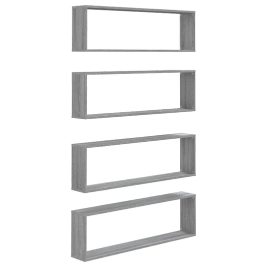Wall Cube Shelves 4 pcs Grey Sonoma 100x15x30 cm Engineered Wood Wall Cube Shelves 4 pcs Grey Sonoma 100x15x30 cm Engineered Wood