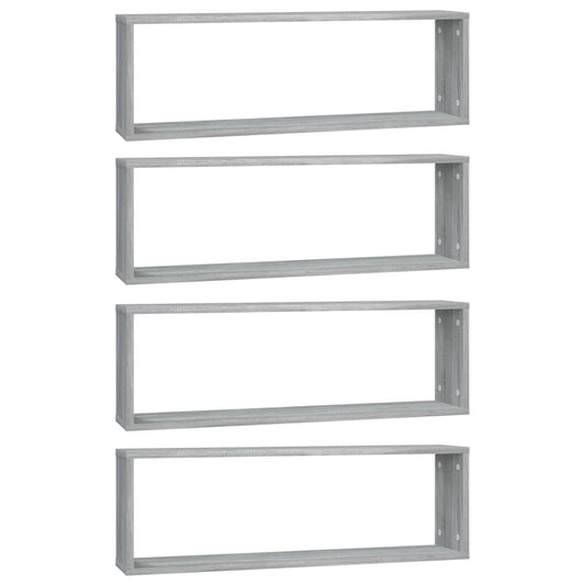 Wall Cube Shelves 4 pcs Grey Sonoma 80x15x26.5 cm Engineered Wood Wall Cube Shelves 4 pcs Grey Sonoma 80x15x26.5 cm Engineered Wood