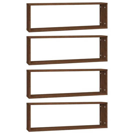 Wall Cube Shelves 4 pcs Brown Oak 80x15x26.5 cm Engineered Wood Wall Cube Shelves 4 pcs Brown Oak 80x15x26.5 cm Engineered Wood