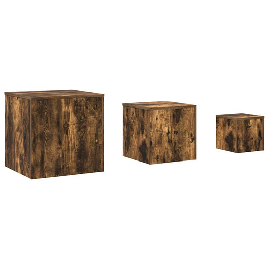 Side Tables 3 pcs Smoked Oak Engineered Wood Side Tables 3 pcs Smoked Oak Engineered Wood