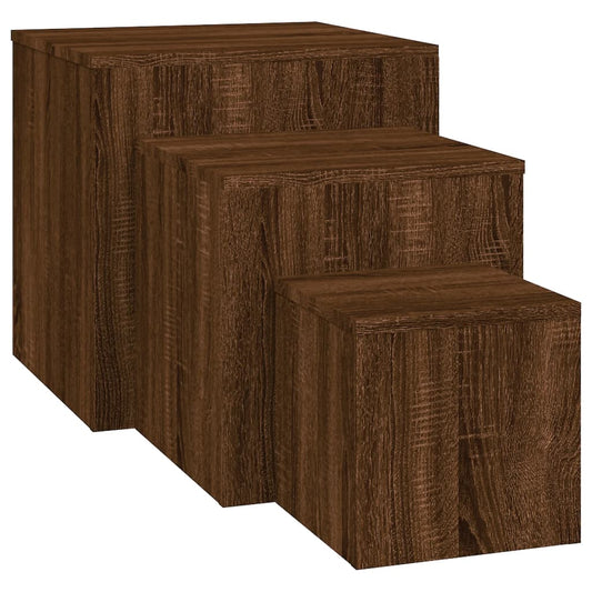 Side Tables 3 pcs Brown Oak Engineered Wood Side Tables 3 pcs Brown Oak Engineered Wood