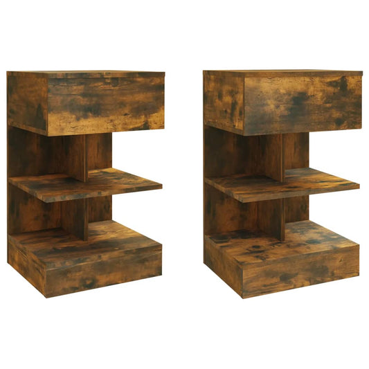 Bedside Cabinets 2 pcs Smoked Oak 40x35x65 cm Engineered Wood Bedside Cabinets 2 pcs Smoked Oak 40x35x65 cm Engineered Wood