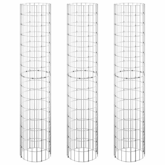 152021 vidaXL Circular Gabion Raised Beds 3 pcs Galvanised Steel Ø30x150 cm 152021 vidaXL Circular Gabion Raised Beds 3 pcs Galvanised Steel Ø30x150 cm