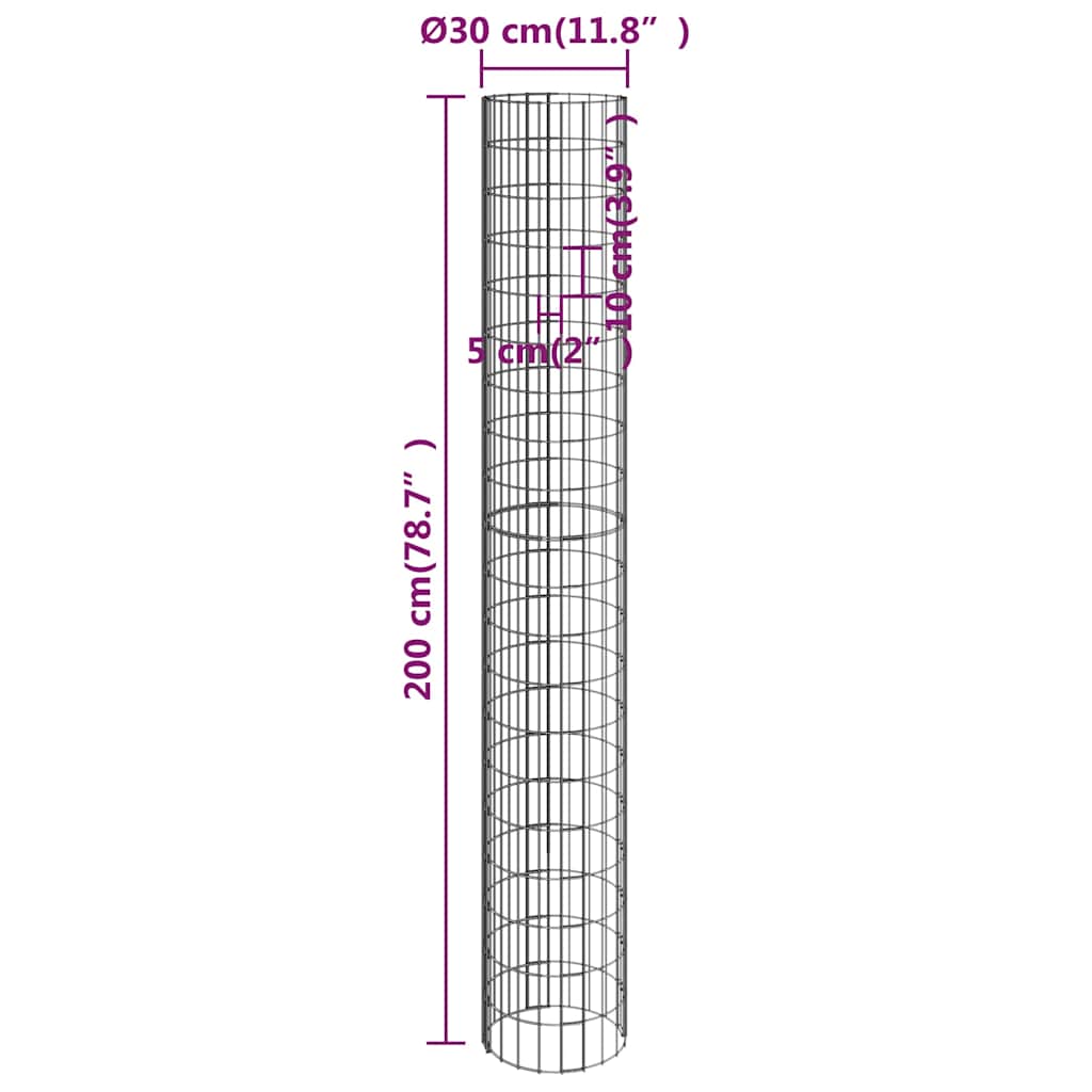 152023 vidaXL Circular Gabion Raised Beds 4 pcs Ø30x50/100/150/200 cm