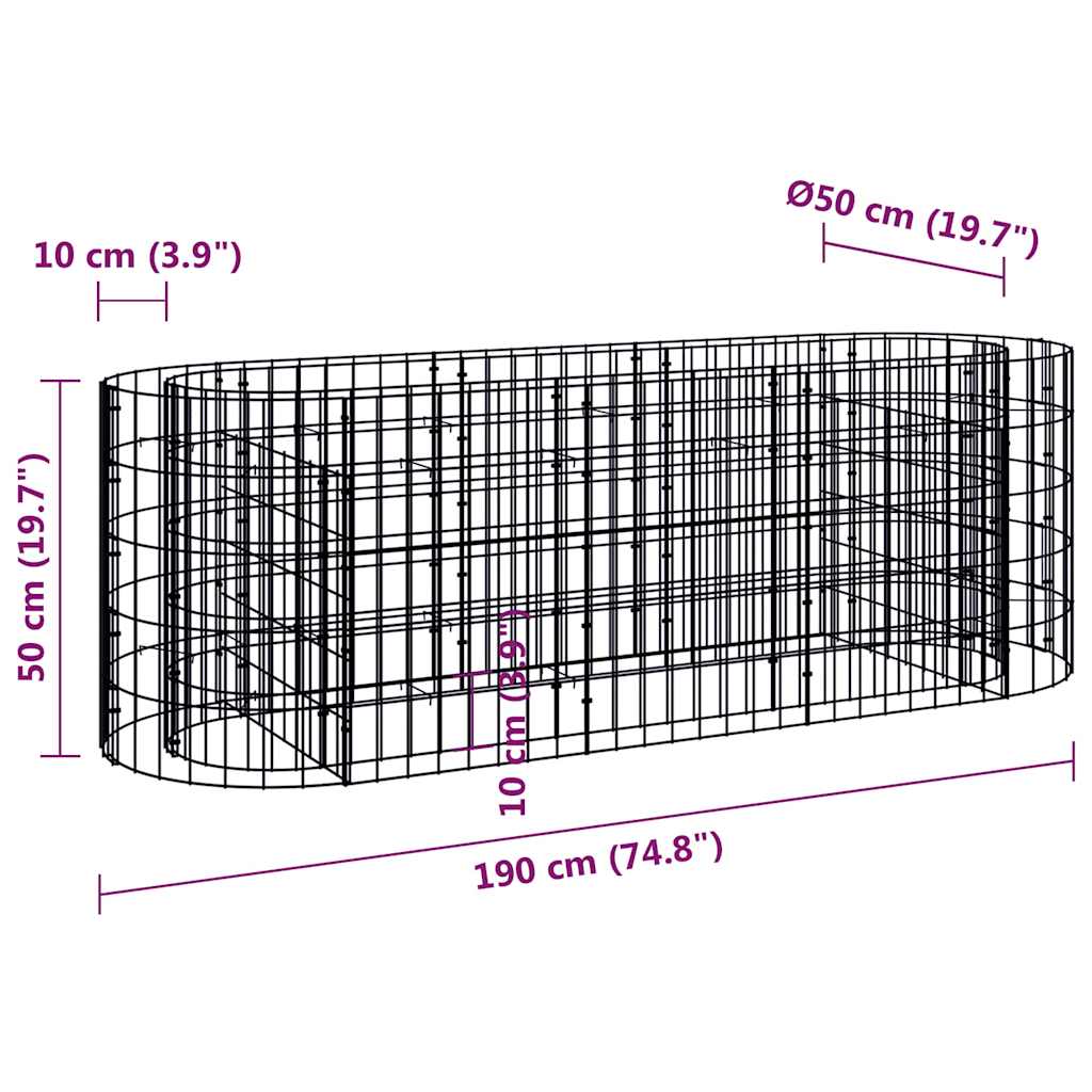 152025 vidaXL Gabion Raised Bed Galvanised Iron 190x50x50 cm