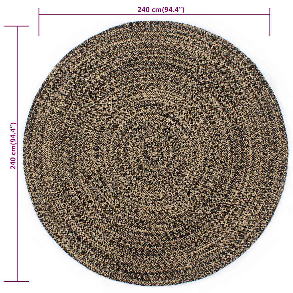 Handmade Rug Jute Black and Brown 240 cm