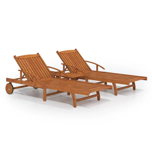 2 Piece Sunlounger Set with Table Solid Wood Acacia 2 Piece Sunlounger Set with Table Solid Wood Acacia