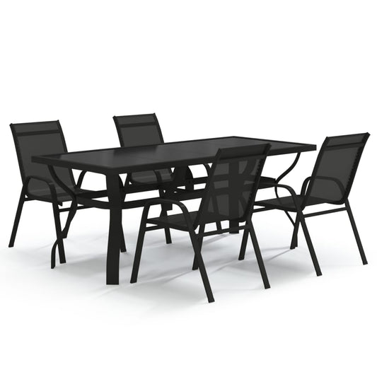 5 Piece Garden Dining Set Black 5 Piece Garden Dining Set Black