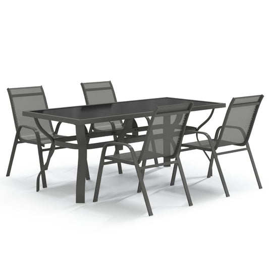 Garden Dining Set | Grey and Black | Powder-coated steel | Large Garden Dining Set | Grey and Black | Powder-coated steel | Large