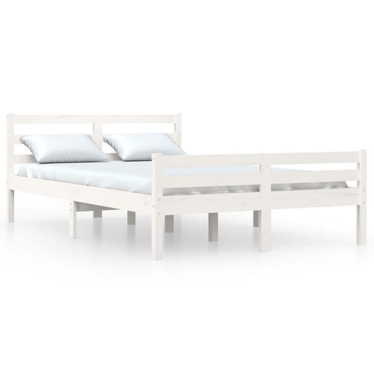 Bed Frame without Mattress White Solid Wood 150x200 cm King Size King Size Bed Frame without Mattress White Solid Wood 150x200 cm King Size King Size