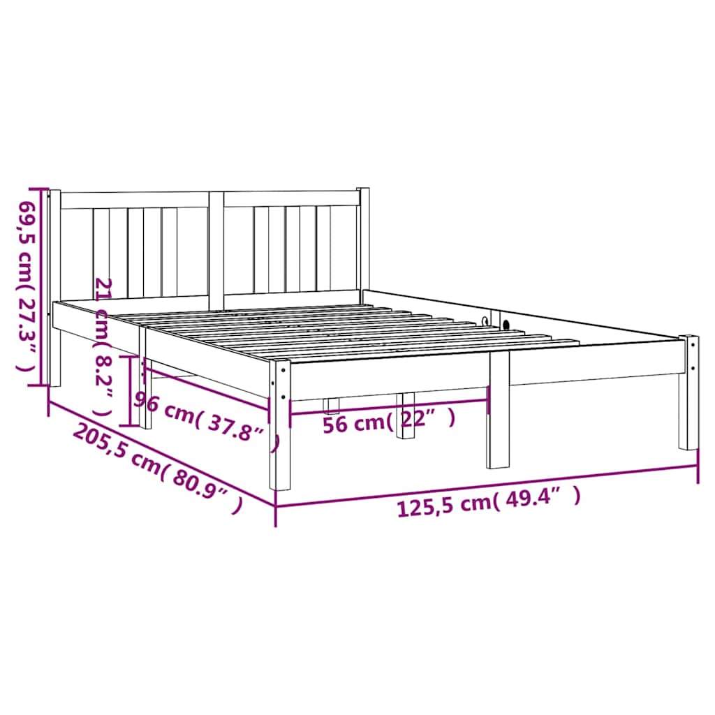 Bed Frame without Mattress Solid Wood 120x200 cm