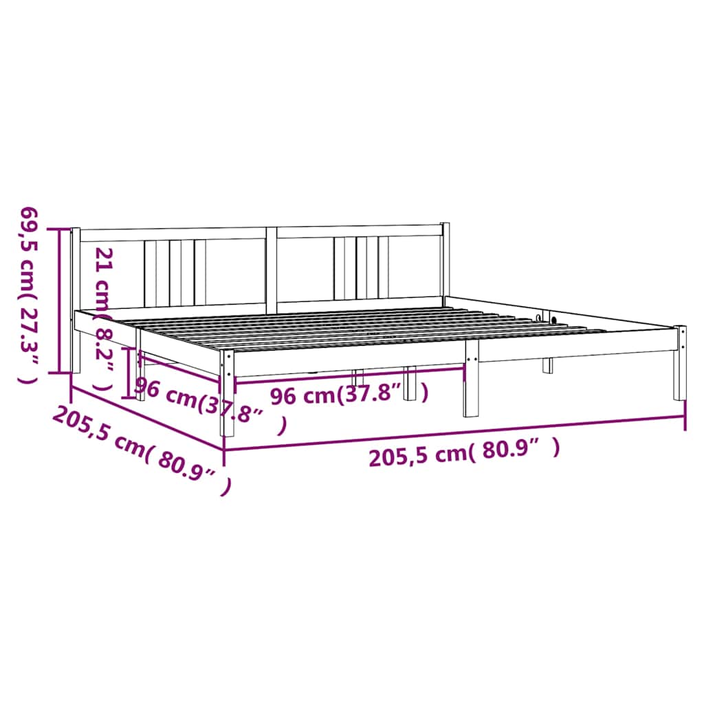 Bed Frame without Mattress Honey Brown Solid Wood 200x200 cm