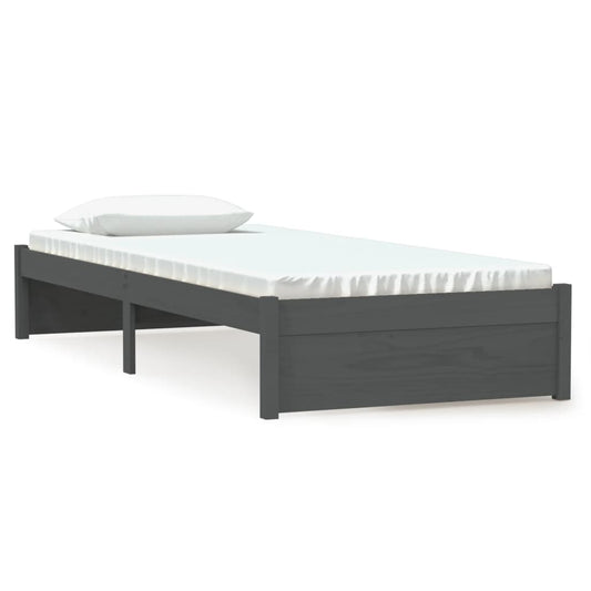 Bed Frame without Mattress Grey Solid Wood 75x190 cm Small Single Small Single Bed Frame without Mattress Grey Solid Wood 75x190 cm Small Single Small Single