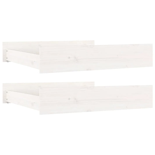 Bed Drawers 2 pcs White Solid Wood Pine Bed Drawers 2 pcs White Solid Wood Pine