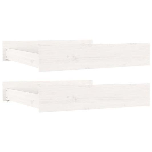 Bed Drawers 2 pcs White Solid Wood Pine Bed Drawers 2 pcs White Solid Wood Pine
