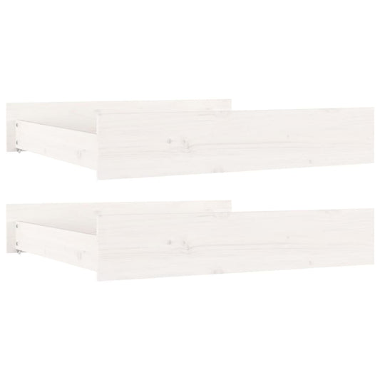 Bed Drawers 2 pcs White Solid Wood Pine Bed Drawers 2 pcs White Solid Wood Pine