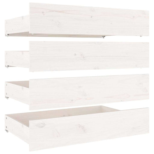 Bed Drawers 4 pcs White Solid Wood Pine Bed Drawers 4 pcs White Solid Wood Pine