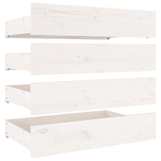 Bed Drawers 4 pcs White Solid Wood Pine Bed Drawers 4 pcs White Solid Wood Pine