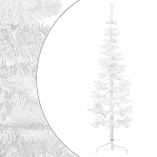 Slim Artificial Half Christmas Tree with Stand White 120 cm Slim Artificial Half Christmas Tree with Stand White 120 cm