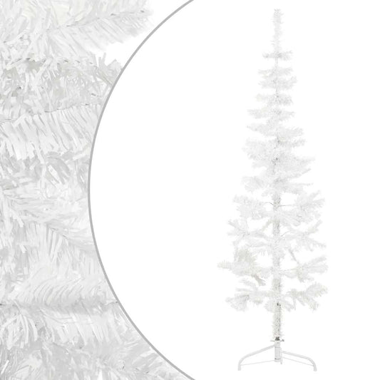 Slim Artificial Half Christmas Tree with Stand White 150 cm Slim Artificial Half Christmas Tree with Stand White 150 cm