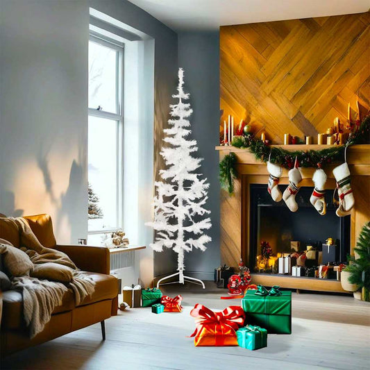 Slim Artificial Half Christmas Tree with Stand White 180 cm Slim Artificial Half Christmas Tree with Stand White 180 cm