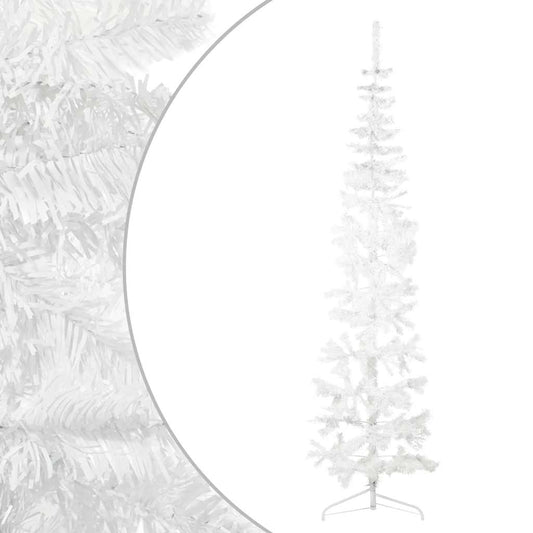 Slim Artificial Half Christmas Tree with Stand White 240 cm Slim Artificial Half Christmas Tree with Stand White 240 cm