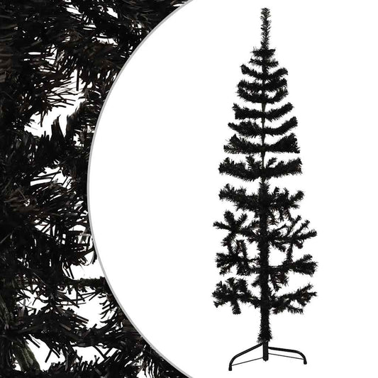 Slim Artificial Half Christmas Tree with Stand Black 120 cm Slim Artificial Half Christmas Tree with Stand Black 120 cm