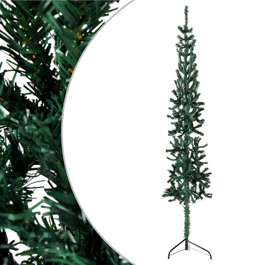 Slim Artificial Half Christmas Tree with Stand Green 180 cm Slim Artificial Half Christmas Tree with Stand Green 180 cm